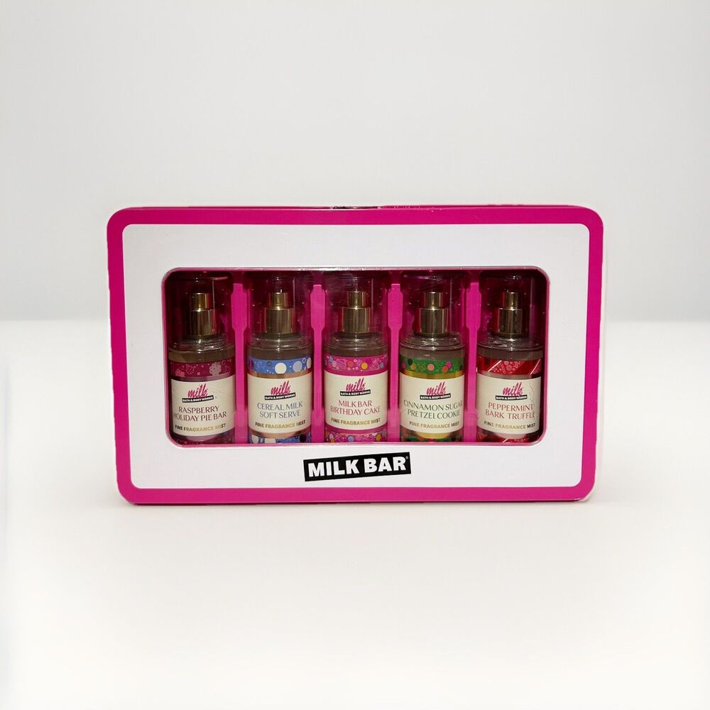 NEW 5 Piece Milk Bar SUITCASE Travel Mists 2.5 oz Gift Set Bath & Body Works